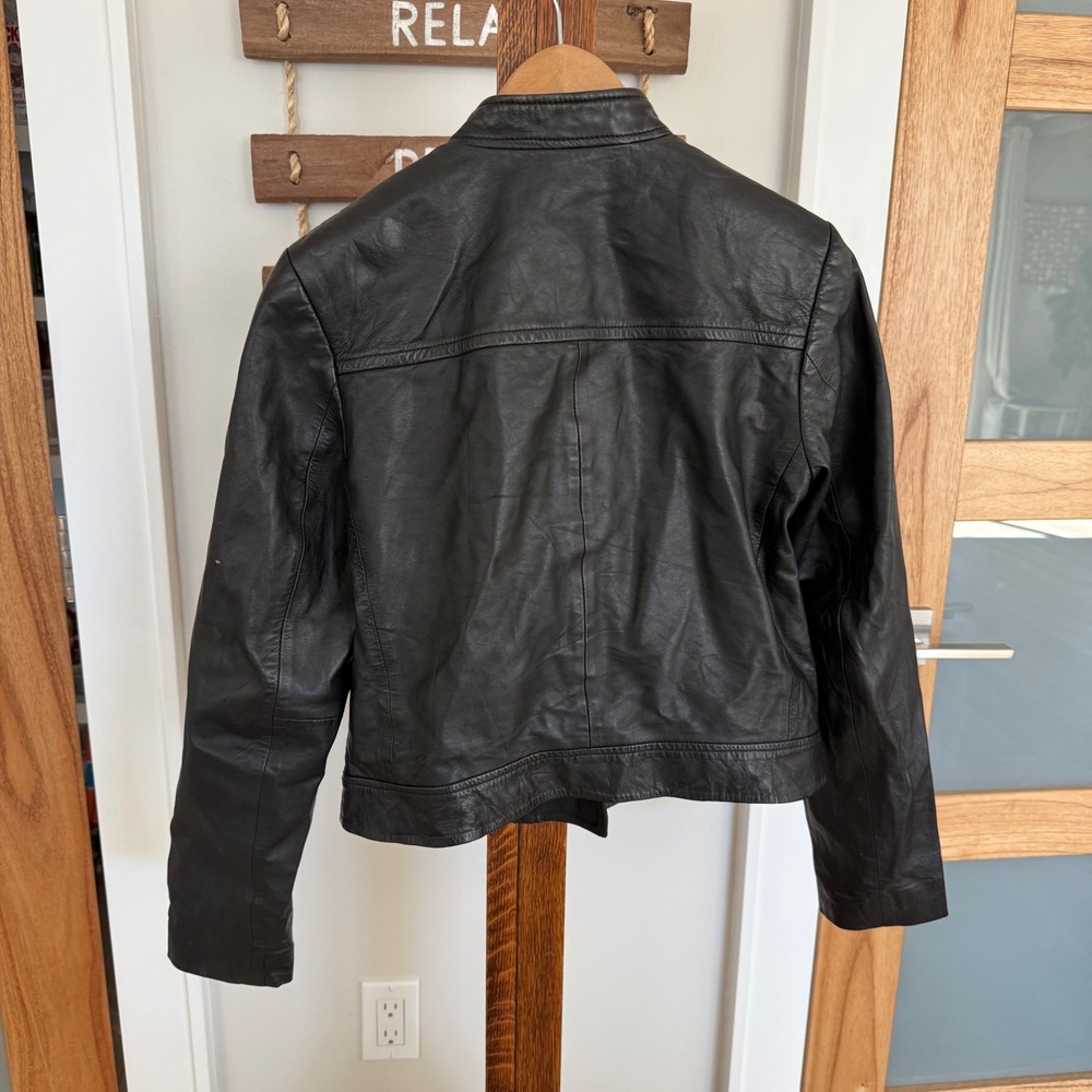 Michael Kors Black Lamb Leather Asymmetric Moto Jacket Gold Hardware WM's Medium - Picture 2 of 11